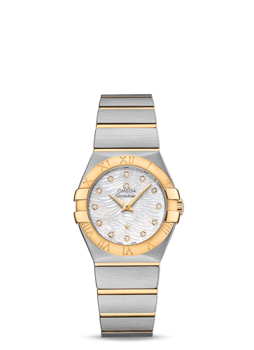 Omega Constellation Quartz 27 Brushed Stainless Steel / Yellow Gold / Wavy MOP
